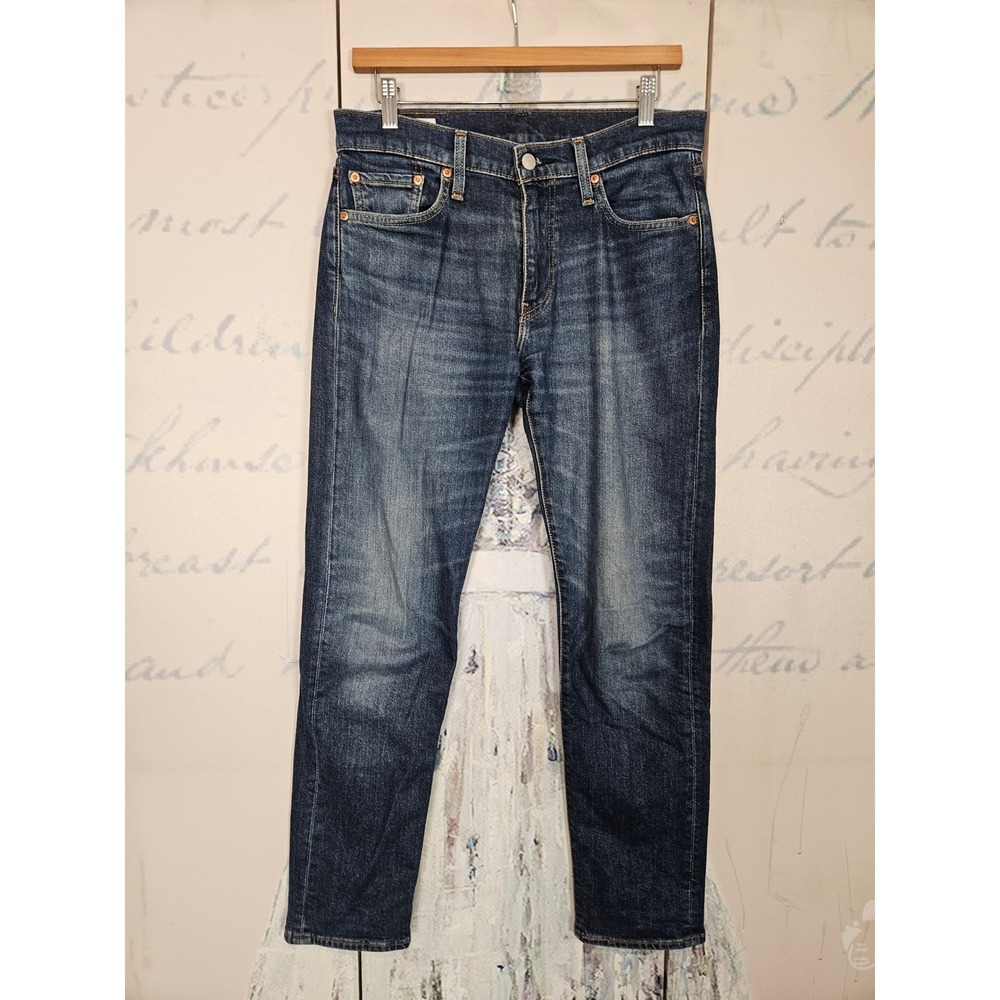 Levis Premium 502 Jeans 29x32 Dark Indigo Tapered Fit Denim Big E